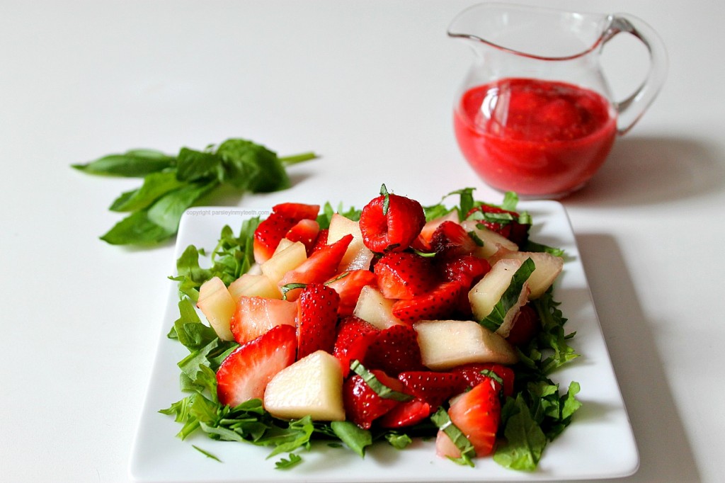 Raspberry Melon Strawberry Salad with Raspberry Dressing 6