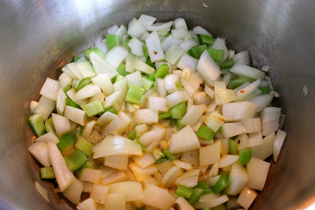 Spicy Vegan Sausage Jambalaya diced onion celery