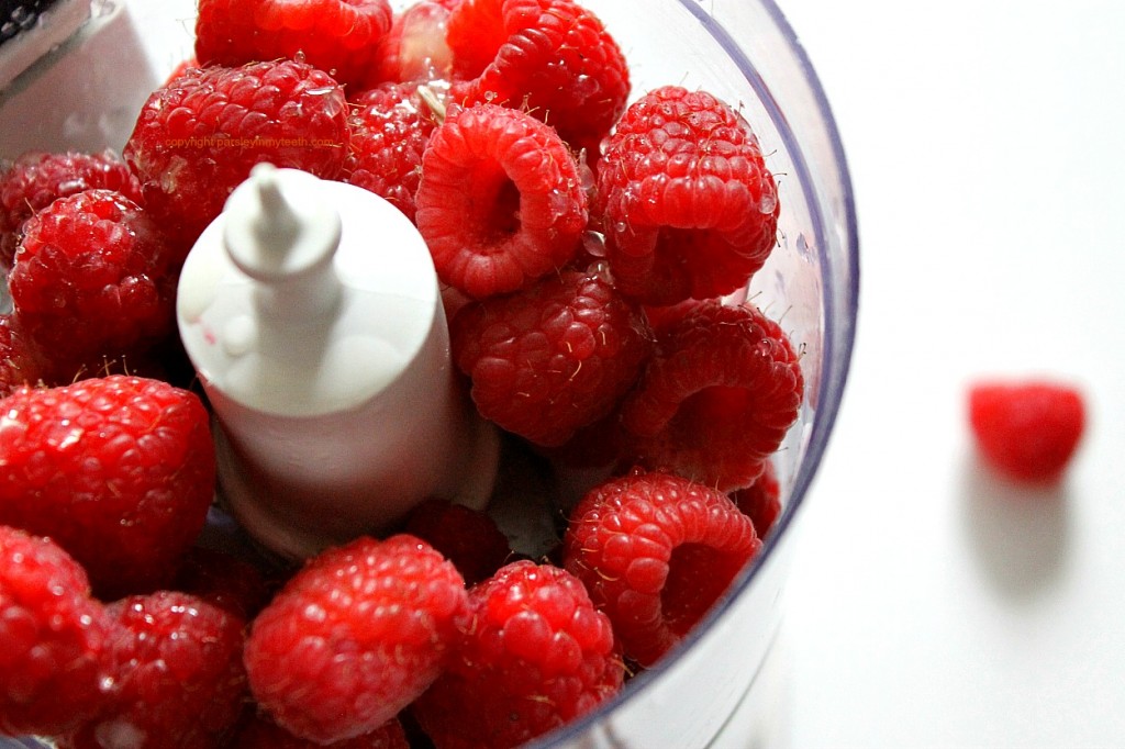 raspberries in food processor