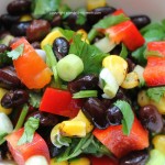 Mexican Black Bean Salad with Red Pepper Green Onions Corn & Cilantro