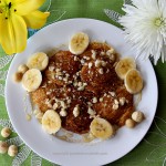 Hawaiian Banana Pancakes with Macadamia Nuts & Maple Syrup