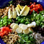Vegan Chopped Salad with Garbanzo Beans, Pea Sprouts & Edamame