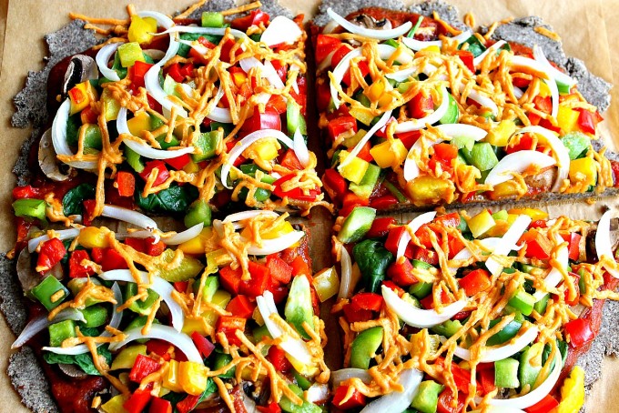 Loaded Vegetable Pizza with Buckwheat & Almond Flour Crust