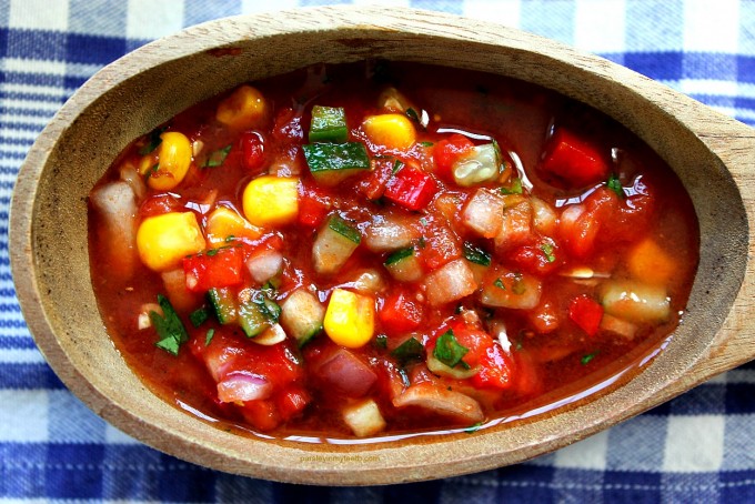 Chunky Gazpacho with End-of-Summer Heirloom Tomatoes