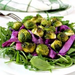 Roasted Brussels Sprouts Cabbage & Onions with Arugula