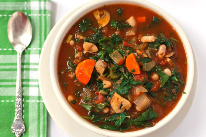 Kale Chard & Mushroom Vegetable Bean Soup
