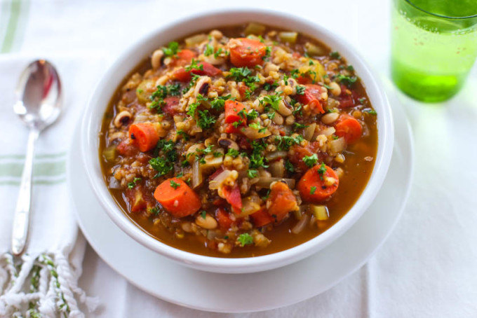 Black Eye Peas & Buckwheat Vegetable Soup