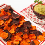 Beet Carrot & Sweet Potato Chips with Hummus