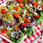 Grilled Romaine Tomato & Onion Salad with Toasted Pepitas