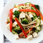 Thai Noodles with Broccoli Zucchini Peppers & Tofu