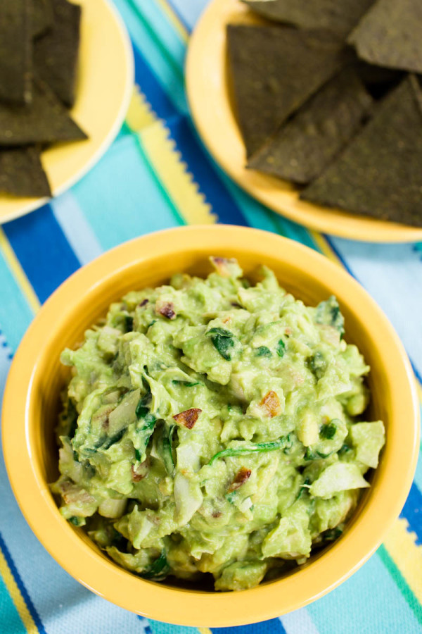 Avocado Artichoke Dip with Spinach & Caramelized Onions