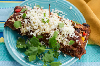 Stuffed Enchiladas with Black Beans Red Pepper Corn Chives & Sun-Dried Tomatoes