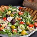 Greek Panzanella Salad with Grilled Garlic Bread