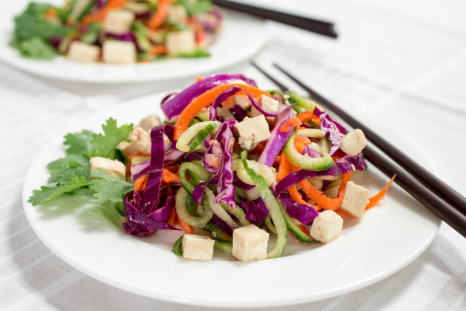Asian Carrot + Cucumber Noodle Salad with Tofu by Parsley In My Teeth