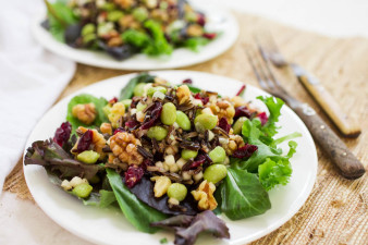 Wild Rice Edamame Walnut and Apple Salad with Dried Cranberries by Parsley In My Teeth