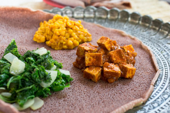 Ethiopean Tofu W'et, Lemon Mustard Lentils + Gingered Kale with Teff Injera by Parsley In My Teeth
