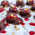 Most Popular Recipe of 2015 – Chocolate-Covered Banana Bites with Pistachios & Raspberry Puree!