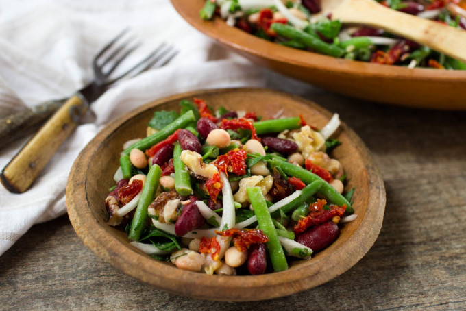 Three Bean Salad with Sun-dried Tomatoes Walnuts & Parsley by Parsley In My Teeth