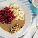 Hot Amaranth Cereal with Raspberries Bananas & Walnuts