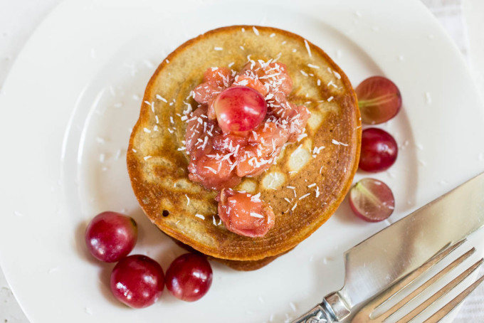 Einkorn Pancakes with Apple & Red Grape Compote by Parsley In My Teeth