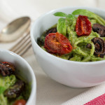 Parsley & Pistachio Pesto Pasta with Roasted Tomatoes & Mushrooms