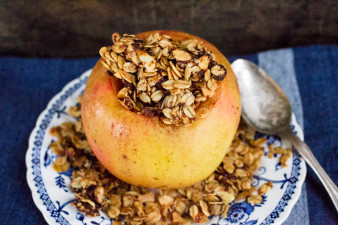 Baked Cinnamon-Nutmeg Apples Stuffed with Oats Dates & Sliced Almonds by Parsley In My Teeth