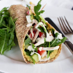 Middle Eastern Salad Wrap with Chickpeas Arugula Hummus & Tahini Dressing