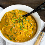 Roasted & Curried Delicata Squash-Carrot Puree with Zucchini & Yellow Squash Noodles