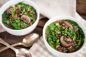 Black Lentil & Wild Rice Mushroom Soup with Spinach by Parsley In My Teeth