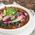Fennel Kale & Red Cabbage Soup with Toasted Almonds & Anise Seed