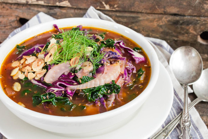 Fennel Kale & Red Cabbage Soup by Parsley In My Teeth