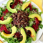 Clover & Red Beet Sprout Salad with Avocado Black Beans & Quinoa