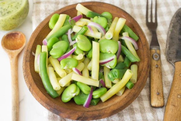 Fava 3-Bean Salad with Lemon-Cilantro Dressing by Parsley In My Teeth, vegan, healthy salads