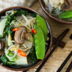 Miso Soup with Bok Choy Mushrooms Bean Sprouts & Mung Bean Noodles