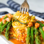 Yellow Squash & Zucchini Noodles with Chickpeas & Asparagus in Home Made Pasta Sauce
