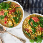 Coconut Curried Mung Beans with Tomatoes & Spinach