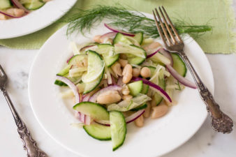 Fennel Salad with White Beans Red Onion & Cucumber by Parsley In My Teeth, healthy vegan salads