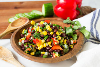 Mexican Black Bean Cucumber Red Pepper & Corn Salad by Parsley In My Teeth, easy healthy salads